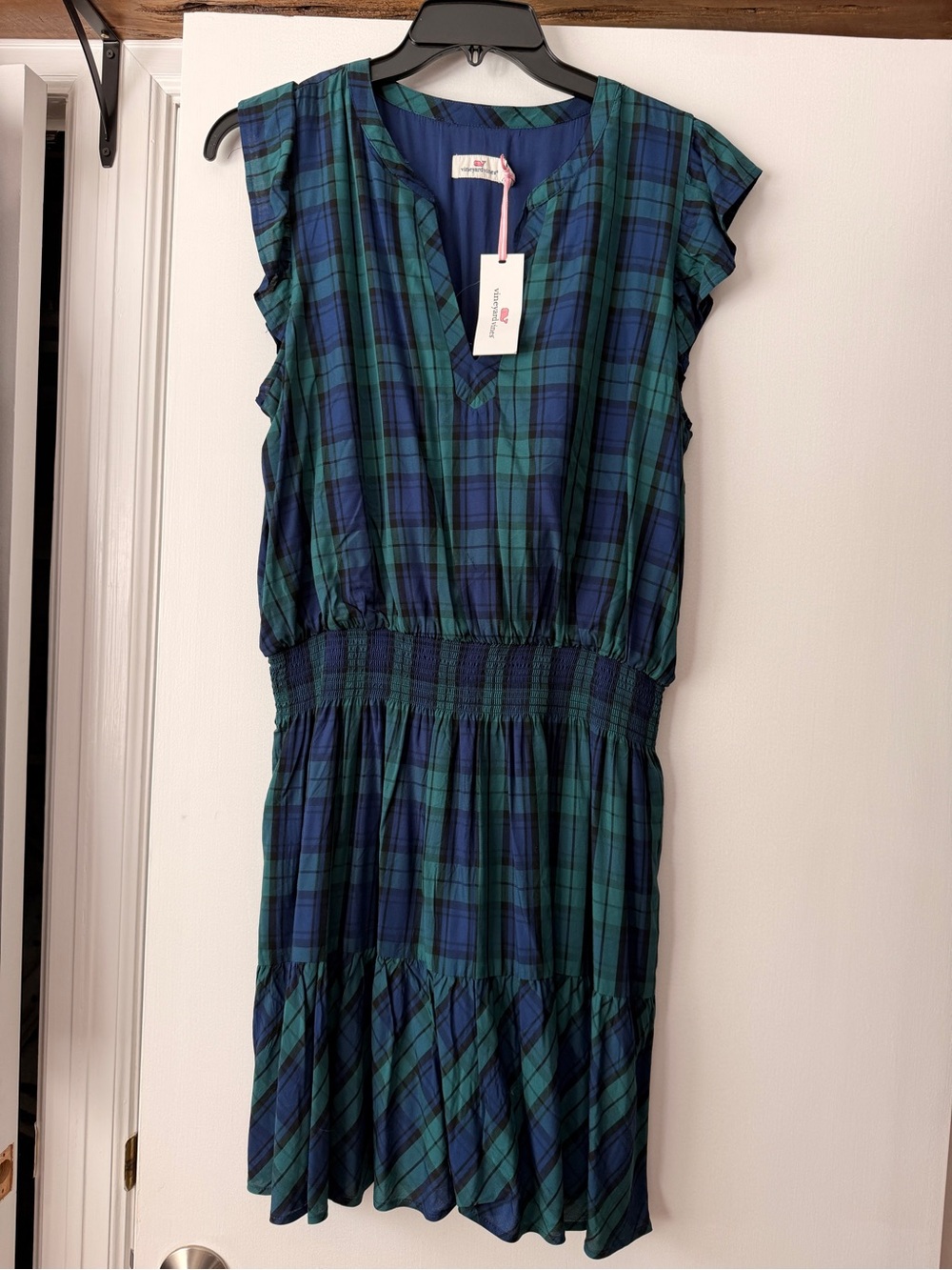 Vineyard Vines Blackwatch plaid Dress with green and Black and blue plaid